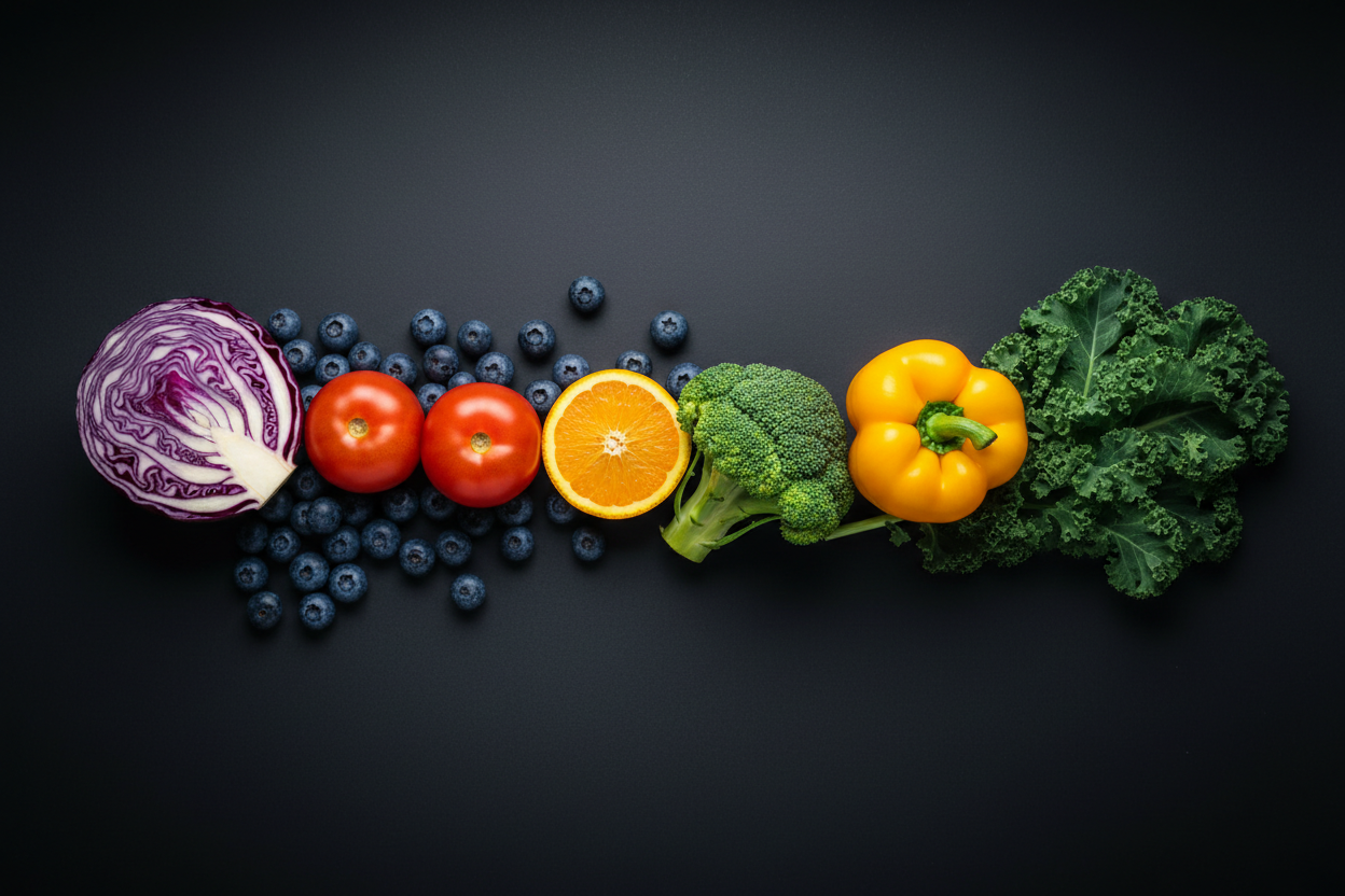 Rainbow of phytonutrient-rich vegetables