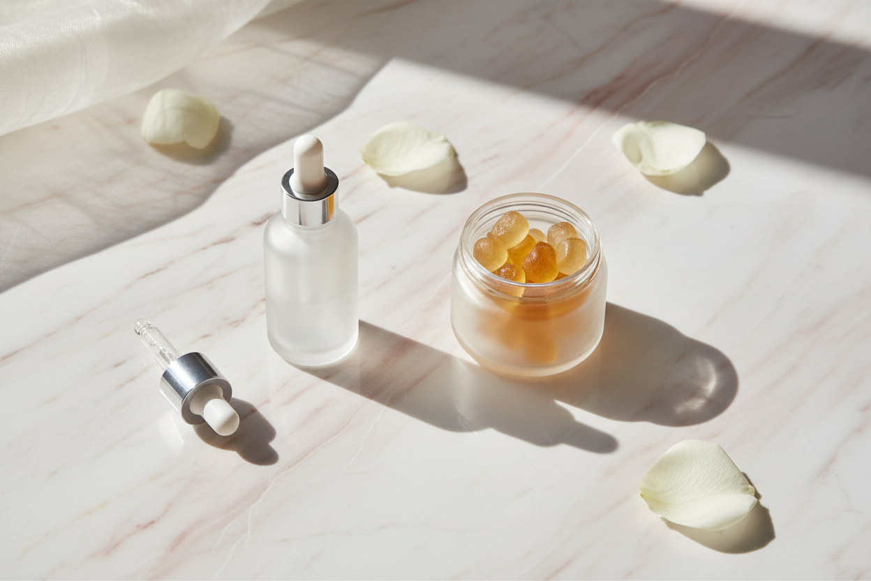 Skin gummies vs topical skincare serums